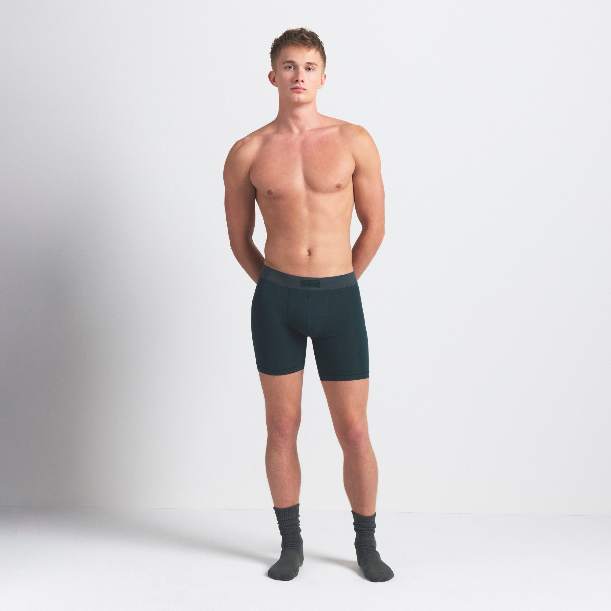 SKIMS COTTON MENS 5" BOXER BRIEF 3-PACK | BLUE BLACK MULTI