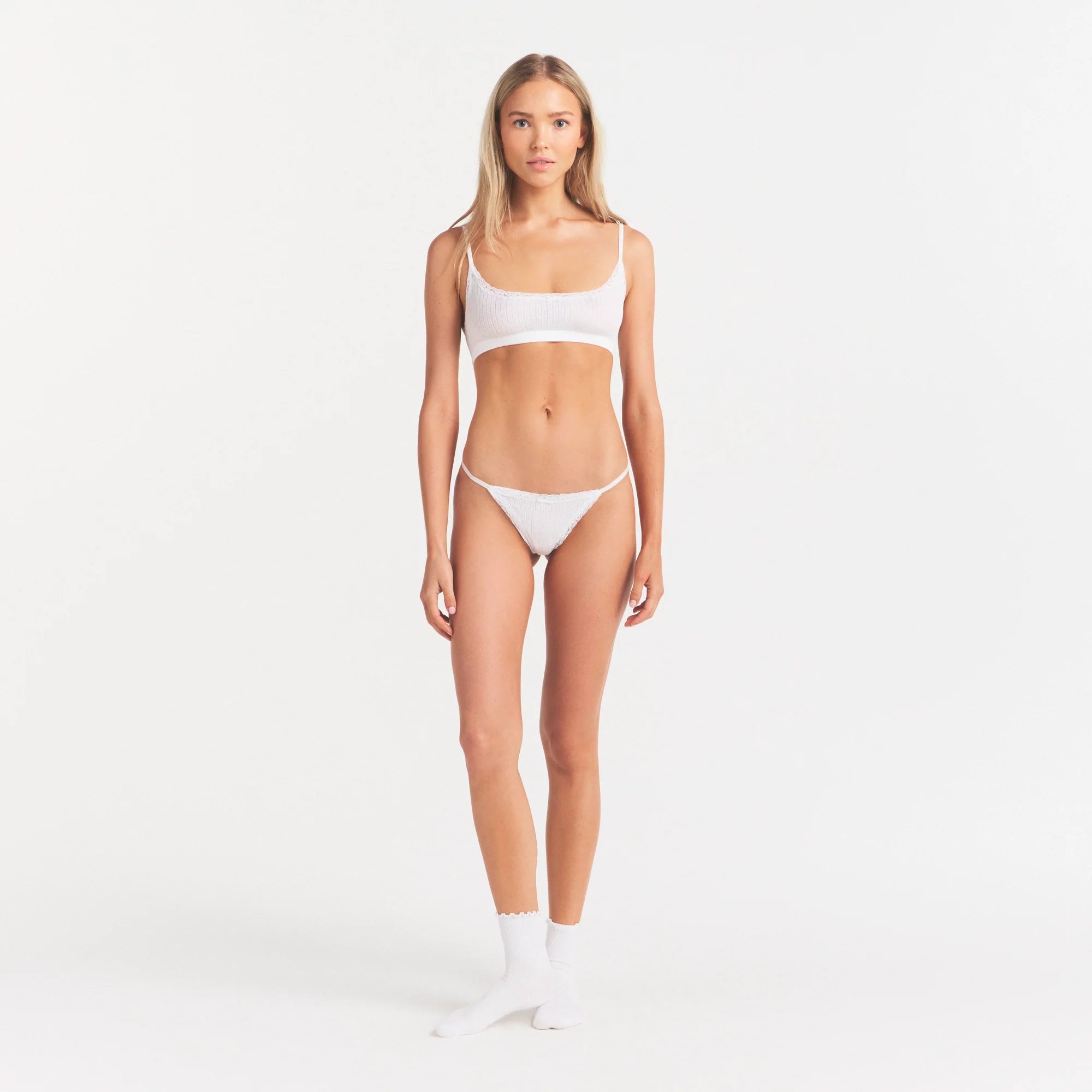 LIGHTWEIGHT COTTON POINTELLE SCOOP BRALETTE | SNOW
