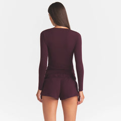 COTTON JERSEY SCOOP NECK LONG SLEEVE TOP | CURRANT
