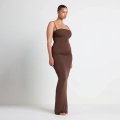 VETTESE X SKIMS SHEER MODAL LONG DRESS  | COCOA