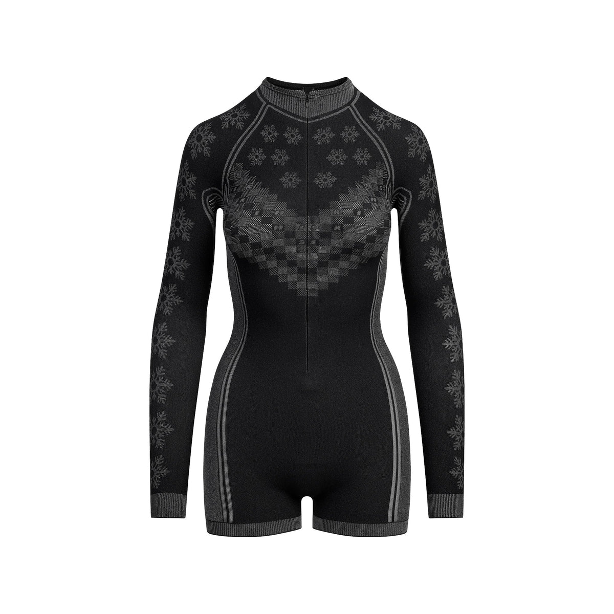 SKIMS FIRST LAYERS HALF ZIP ONESIE | OBSIDIAN WINTER FAIR ISLE